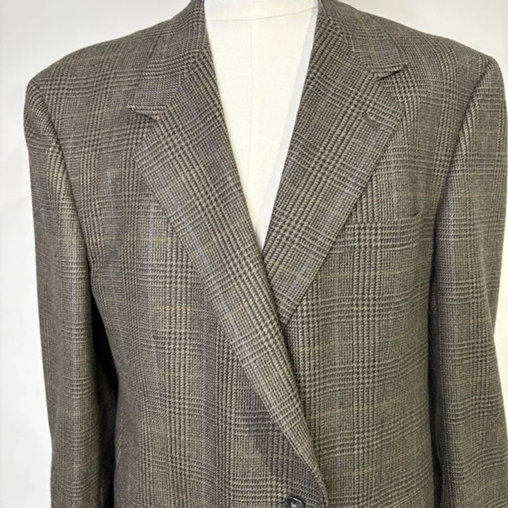 Bill Blass Black Label Parisian Men's Wool Plaid Blazer Jacket‎